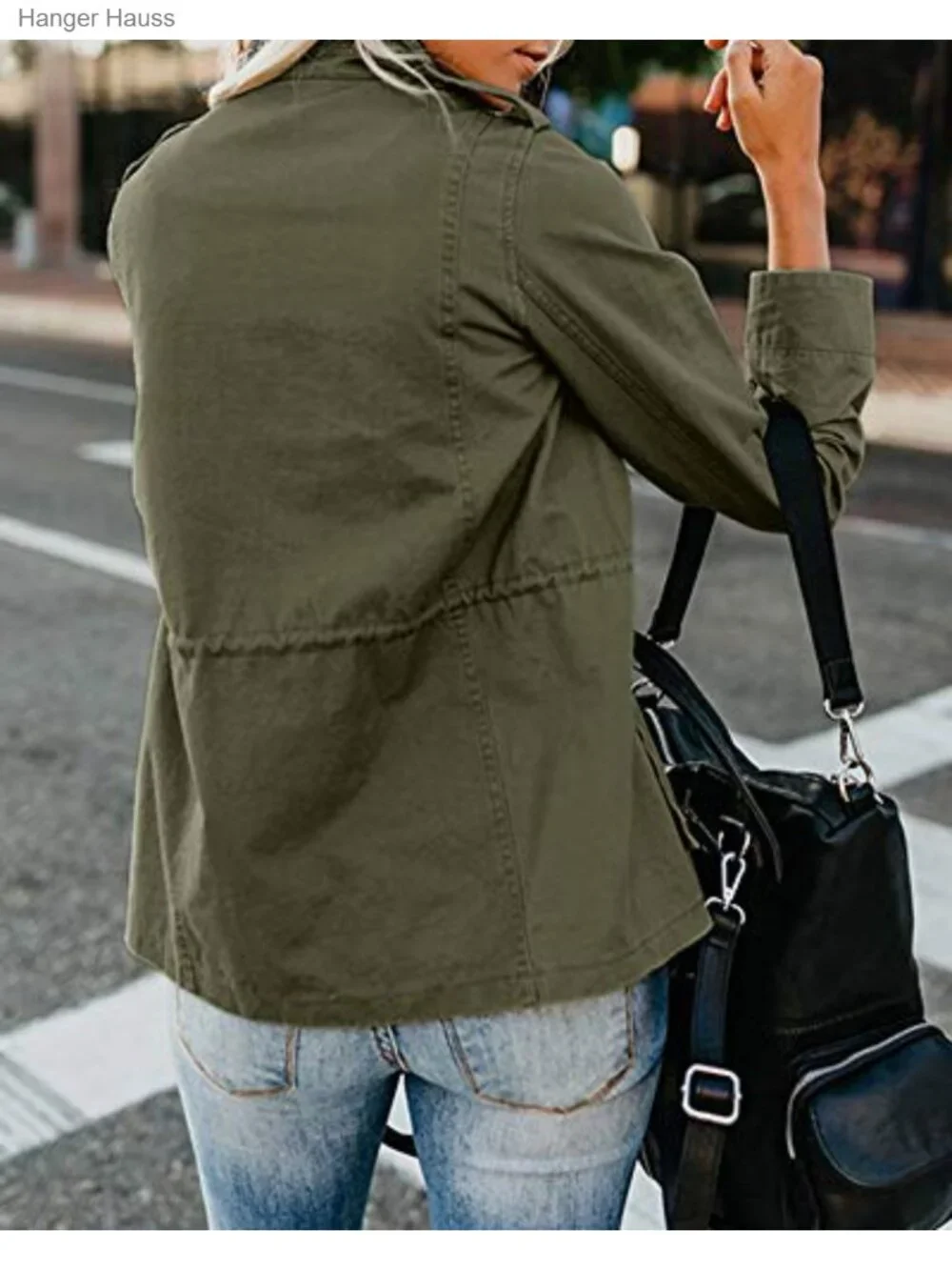 Women's Military Anorak Jacket Cotton Utility Coat with Pockets